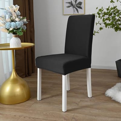 Stretch afneembare, wasbare stoelhoes, zwarte geometrische bedrukte stoelhoes voor eetkamer, banket, bruiloft, woondecoratie 1 piece black