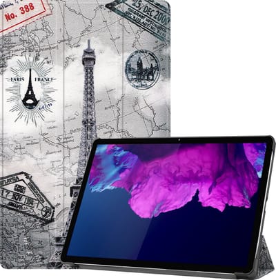 Hoesje - Geschikt voor Lenovo Tab P11 Plus - Dun & Stevig - Hardcover Book Case - Trifold Bookcase Hoes - Hard Cover - Tablethoes - Eiffeltoren
