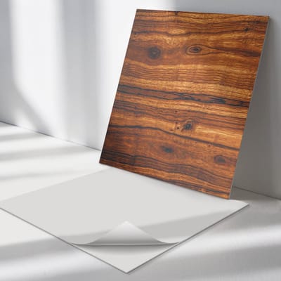 Wallfluent Vinyl Tegels - Natuurlijk Houtpatroon Vinyl Wandtegels - 30 cm x 30 cm - Bruin PVC Tegels - 9 stuks - Vierkant PVC Tegels - Texturen Plaktegels - Zelfklevende PVC Tegels - Plaktegels Keuken en Badkamer