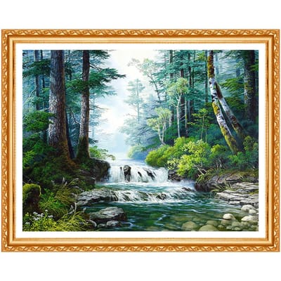 3D natuur diamant borduurwerk volledige boor diamant schilderij waterval bos 5D diy diamant schilderij 20X30CM gray