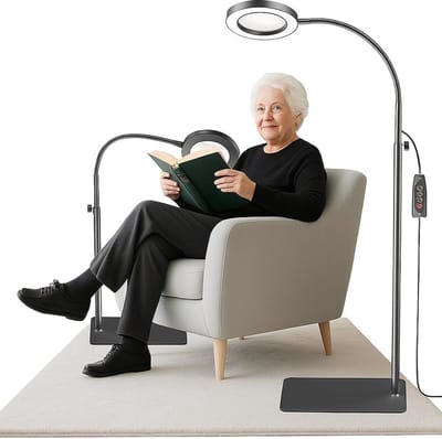 Vloer Vergrootglas - Vergrootlamp Leeslamp - Gedetailleerd Werk - Instelbare Helderheid Kleur - 10x 20x Vergroting - Zwart