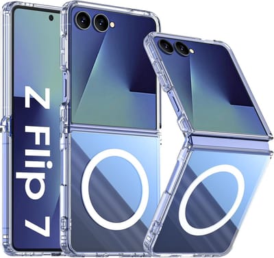 MagSafe hoesje Geschikt voor Samsung Galaxy Z Flip 7 - Flip 7 Transparant Shockproof Hoesje - Schokbestendig TPU hoesje Samsung Z Flip 7 - Flip 7