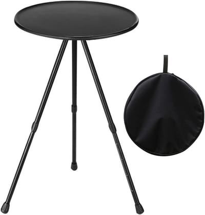 Opvouwbare Tuintafel - Ronde Klaptafel - Buiten Zitten - Ruimtebesparend Ontwerp - 37 cm Diameter - Zwart
