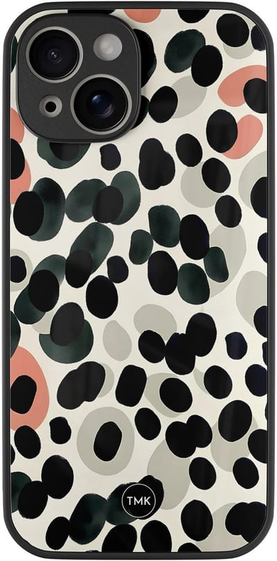 Hoesje geschikt voor Apple iPhone 13 - Modern dots - Multi - TPU luxe case (glossy toplaag) - Gestipt - Hardcase backcover zwart