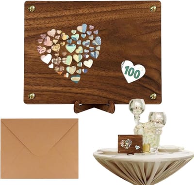 Bruiloftskaart Set - Houten Kaart - Felicitaties Uiten - Massief Hout - 20 x 15 cm - Natuurlijk