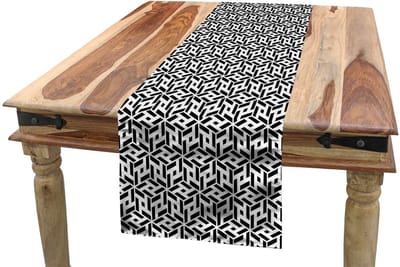 ABAKUHAUS tafelloper zwart-wit – kubistische vormen, 40 x 180 cm