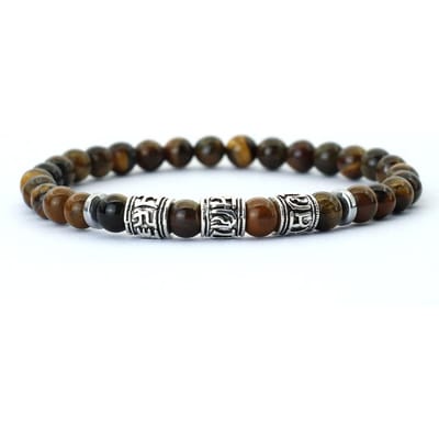 Noter Mantra Armband Voor Mannen 6mm Howliet Lava Tijgerogen Kralen Armband Viking Accessoires Pulseras Para Hombre Tibet Armband black