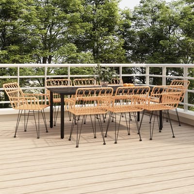 vidaXL - 9-delige - Tuinset - poly - rattan