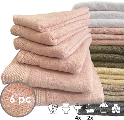 iSleep Deluxe Badtextiel - Voordeelset (6 delig) - 4x Handdoek 60x110 cm - 2x Badlaken 70x140 cm - Roze