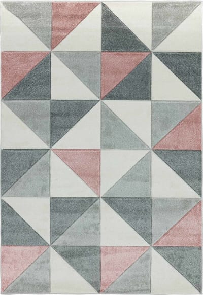 Easy Living - Sketch-Cubic-Pink Vloerkleed - 160x230  - Rechthoek - Laagpolig Tapijt - Modern - Grijs, Roze