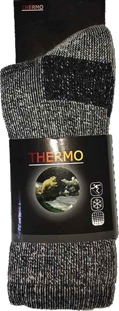 Basset - 3-Pack - Thermo Werksokken - Wollen Badstof - Elastische Band - Heren / Dames - grijs - 35-38 - 5400