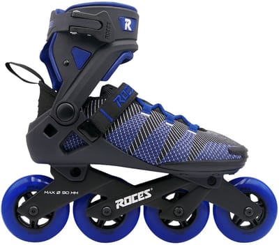 Roces R-Evo 90 Skeelers – 90mm – Softboot – Snelheid & Extra Comfort – Heel Lock & Easy Entry – ABEC-7 – Fitness Inline Skates – Heren / Dames – Zwart/Blauw – Maat 43