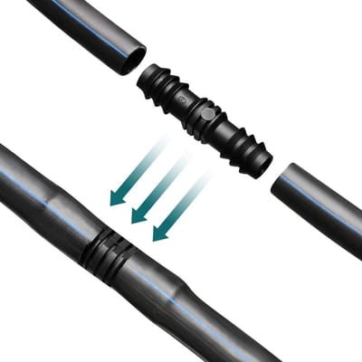 16-delige 1/2-inch (ca. 1,3 cm) druppelirrigatie accessoire set, inclusief inline slangkoppeling met weerhaak en plastic eindstop, geschikt geschikt voor tuin- en gazonsproeisystemen (connectoren).