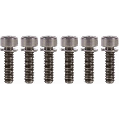 6pcs Titanium Alloy M5 x 18mm Bolts Screw With Washers Set For MTB Bicycle Stem Titanium gray