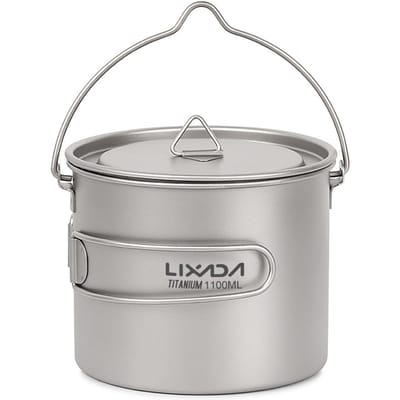 Lixada 750 ml/900 ml/1100 ml ultralichte titanium pot watermokbeker met deksel en opvouwbaar handvat 1100ml