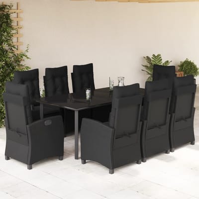 vidaXL - 9-delige - Tuinset - poly - rattan - zwart