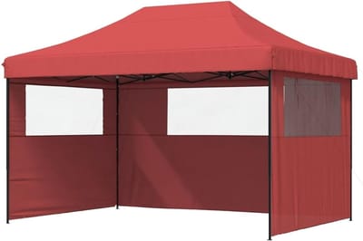 Opvouwbare Partytent - Pop-up Tent - Buitenfeesten Organiseren - Met 3 Zijwanden - 410x279cm - Bordeauxrood