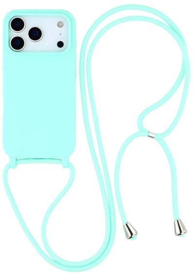 Coverup Hoesje - Geschikt voor iPhone 17 Pro Hoesje - Coverup Siliconen Back Cover met Koord - Mintblauw