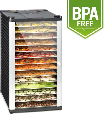 Klarstein Fruit Jerky 14 - Voedseldroger, Fruit-/vlees- en vruchtendroger met 1,8 m² droogoppervlak en 14 etages, 1000 W vermogen, traploos tot 70 °C instelbaar, Timer, stabiele behuizing, zwart