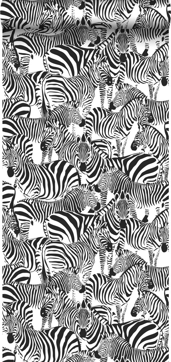 ESTAhome behang zebra's zwart wit - 53 cm x 10.05 m - 139155