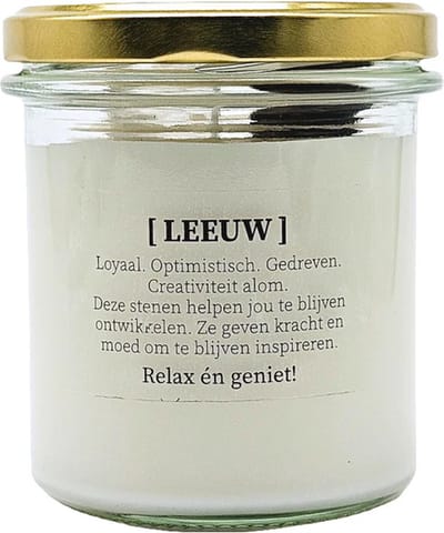 DIY pakket - Sterrenbeeld geurkaars met edelstenen - Leeuw