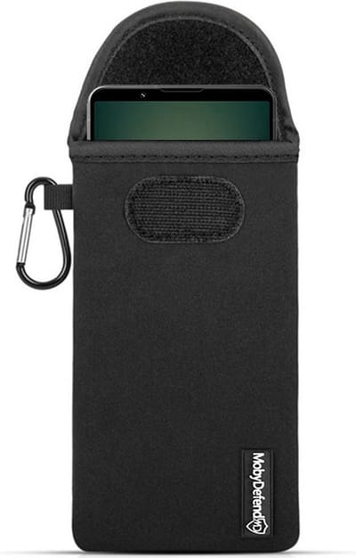 MobyDefend Hoesje - Geschikt voor Sony Xperia 1 VI - Neopreen Pouch Met Karabijnhaak - Insteek - Riemlus - Zwart