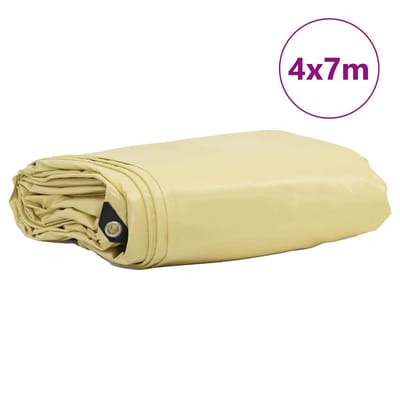 vidaXL - Zeil - 650g - / - m² - Beige - 4 - x - 7 - m - Canvas - met - PVC-coating