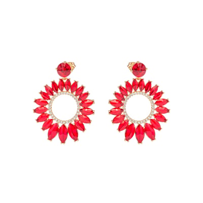 Luxenter Oorbellen van rood kristal met 18-karaats geelgouden afwerking - Lelyl