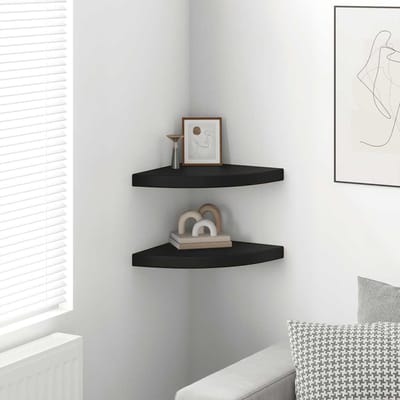 vidaXL - Hoekschappen - zwevend - 2 - st - 35x35x3,8 - cm - MDF - zwart