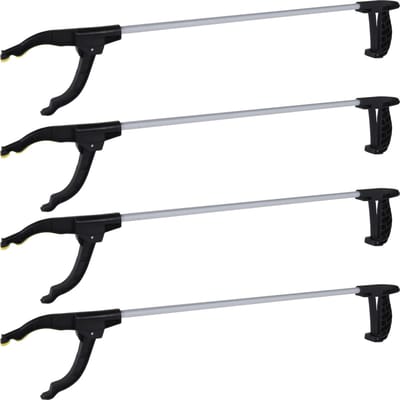 FX Tools Afvalgrijper/grijptang - 4x - grijs - 76 cm - aluminium/kunststof - grip kaak