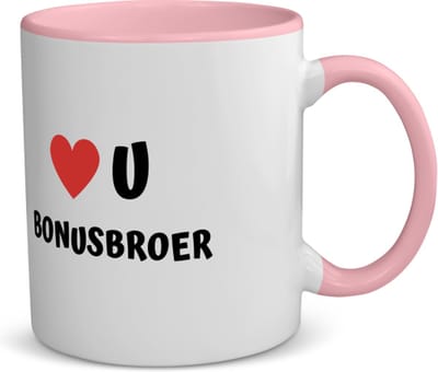 Akyol - love u bonusbroer koffiemok - theemok - roze - Broer - de liefste broer - verjaardag - cadeautje voor broer - broer artikelen - kado - geschenk - 350 ML inhoud