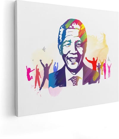 Artaza Canvas Schilderij Portret Mandela - 50x40 cm - Wanddecoratie Pop Art - Muurdecoratie Abstract - Schilderijen Op Canvas