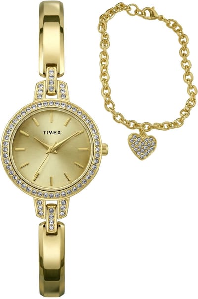 Timex Womens Trend Quartz Analoog Horloge Goudkleurig Kast Gemaakt Van 100% Legering En Een Band Van 100% Legering 28 TWG067700AJ, TWG067800AJ, TWG067900AJ