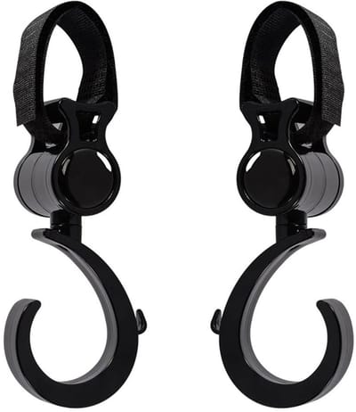 Dailygoods- Kinderwagenhaken 2 Stuks - Universele Haken - Karabijnhaken - Accessoires - Klittenbandsluiting - Robuust en Lichtgewicht - Haak