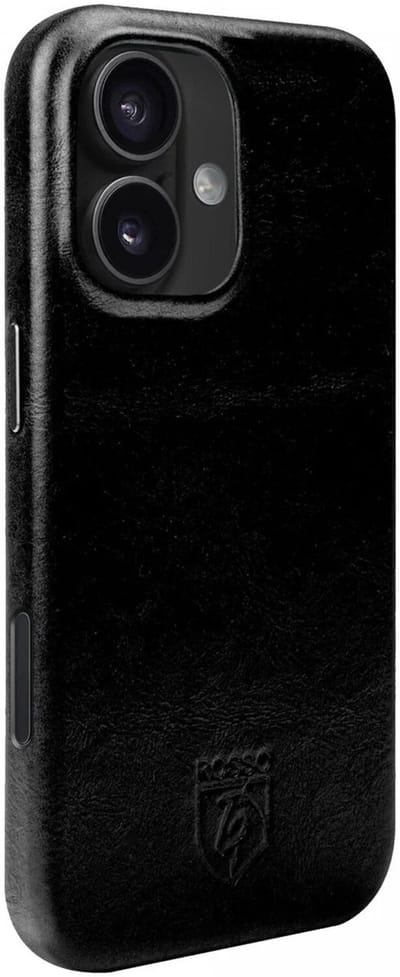 Rosso Elite Hoesje Geschikt voor Apple iPhone 16 Plus | Compatibel met MagSafe | Echt Leer Back Cover | Beschermhoes | Zwart