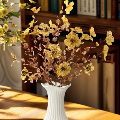 Gedroogde Bloemen Decoratie - Kunstboeket Versiering - Feest Bruiloft Tuin - Realistisch Onderhoudsvrij - 31x16 cm - Stijl A