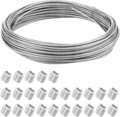 50 meter 2 mm roestvrijstalen staalkabel met aluminium krimphulzen - Duurzaam en flexibel voor buitengebruik