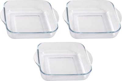 Cosy & Trendy Ovenschaal van glas - 3x - 22x22x5 cm - 1,8 L - braadslede - Ovenschotel - Bakvorm