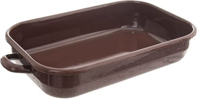 Braadslede Geëmailleerd Rechthoekige BROWN 2,2 l, 34x18,5x6,5 cm - Ovenschaal - Braadpan