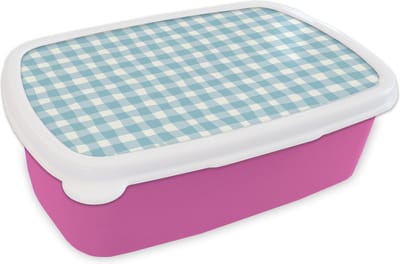 Broodtrommel Roze - Lunchbox - Brooddoos - Pastel - Blauw - Patronen - 18x12x6 cm - Kinderen - Meisje