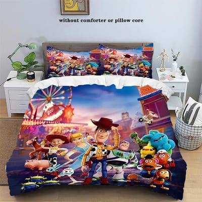 Nieuw Ontwerp Toy Story Beddengoed Sets Buzz Lightyear Woody Dekbedovertrek Beddengoed Dekbedovertrek Kussensloop 2-3 Delige Sets EU Single 135x200cm