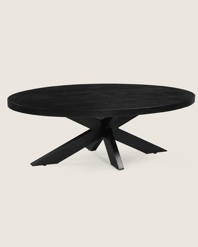 Salontafel 130 cm Mangohout – Ovaal – Zwart – Industrieel