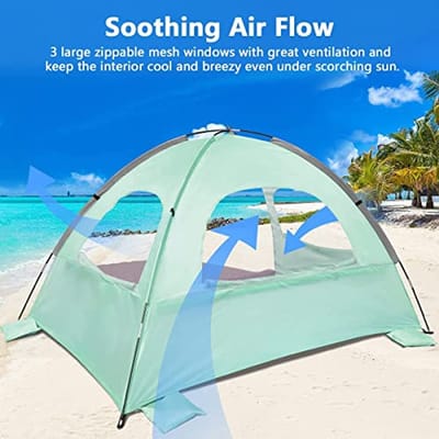 Zonbescherming Strandtent voor 2-3 Personen met UV-Bescherming en Ventilatie