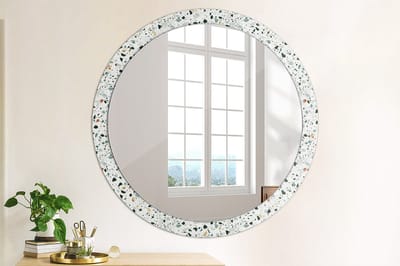 Coloray Bedrukte Spiegel - Natuursteen Spiegel Lijst Met Print - 100 cm - Wit Bedrukte Spiegel - Spiegel Lijst Met Print - Spiegel Met Print - Wandspiegel Met Print