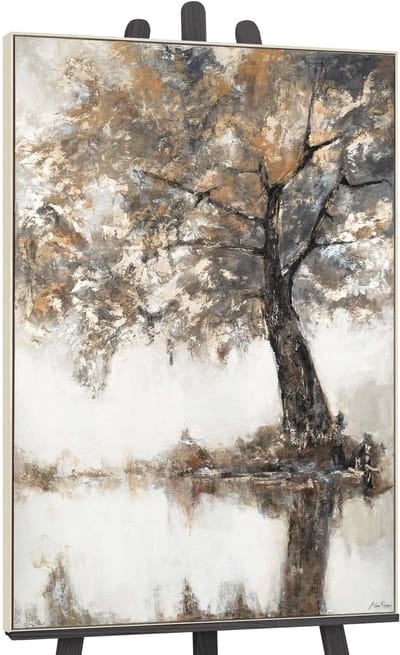 Canvas schilderij groot handgeschilderd lyrische boom natuur poëtisch – YS-Art Gallery – Rustgevende wanddecoratie voor woonkamer – Modern schilderij voor slaapkamer en hal