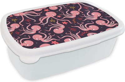 Broodtrommel Wit - Lunchbox - Brooddoos - Octopus - Baby - Design - 18x12x6 cm - Volwassenen