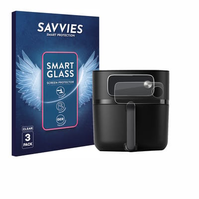 3 Stuks Savvies Screenprotector - geschikt voor Philips Airfryer HD9876/90 - beschermfolie glas transparant