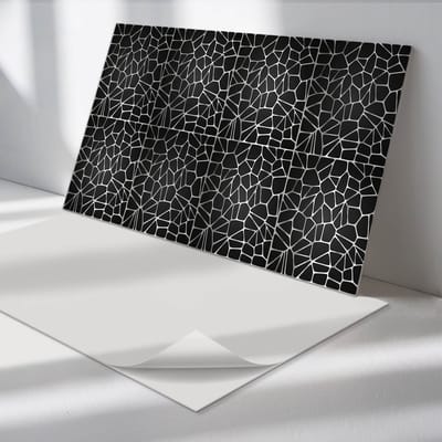 Wallfluent Vinyl Wandpaneel - Abstract mozaïekpatroon Wandpaneel PVC - 100 cm x 50 cm - Zwart Vinyl Wandpaneel - Set van 1 - Rechthoekig Wandbekleding Vinyl - Texturen Wandpaneel - Zelfklevend Wandpaneel - Wandpaneel Keuken en Badkamer