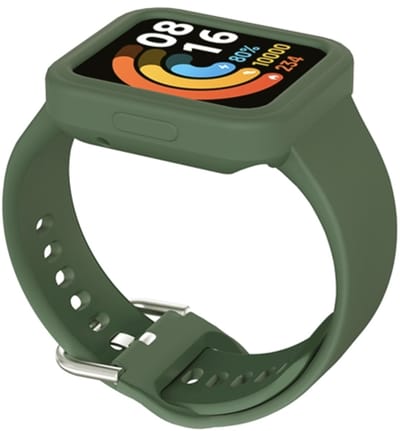 By Qubix - Siliconen band met case - Donkergroen - Geschikt voor Xiaomi Redmi Watch 2 (Lite)