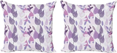 ABAKUHAUS Decoratieve kussenhoezen met bloemenprint, 2 stuks, paarse blader 45x45 cm, lavendel, paars, beige